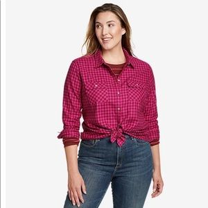Pink Eddie Bauer Flannel Shirt - Size Large